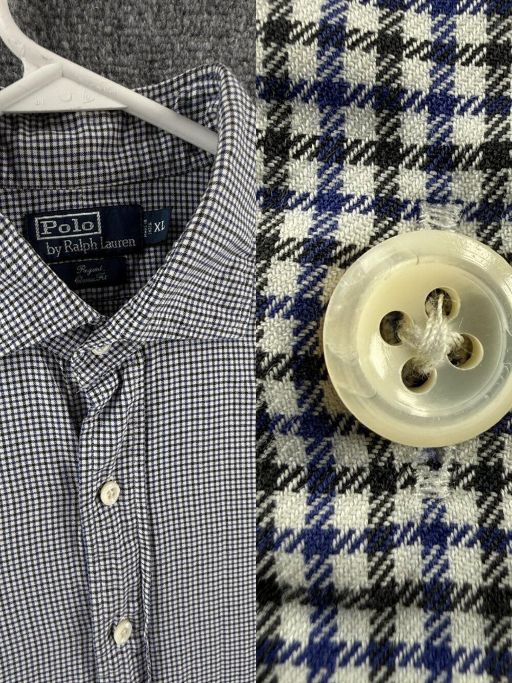 Ralph Lauren Regent Check Cotton XL Blue Button Up Shirt Mens Long Sleeve Spread